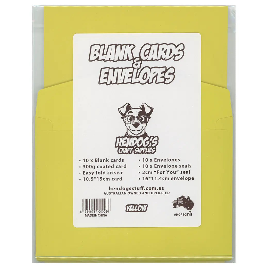 Blank Cards & Envelopes - Yellow | Cardmaking craft supplies Australia